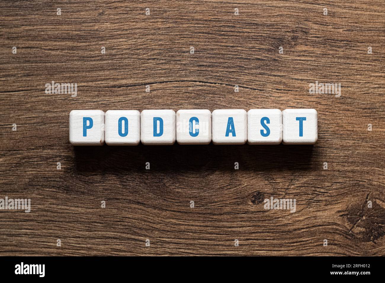Podcast - word concept on building blocks, text Stock Photo