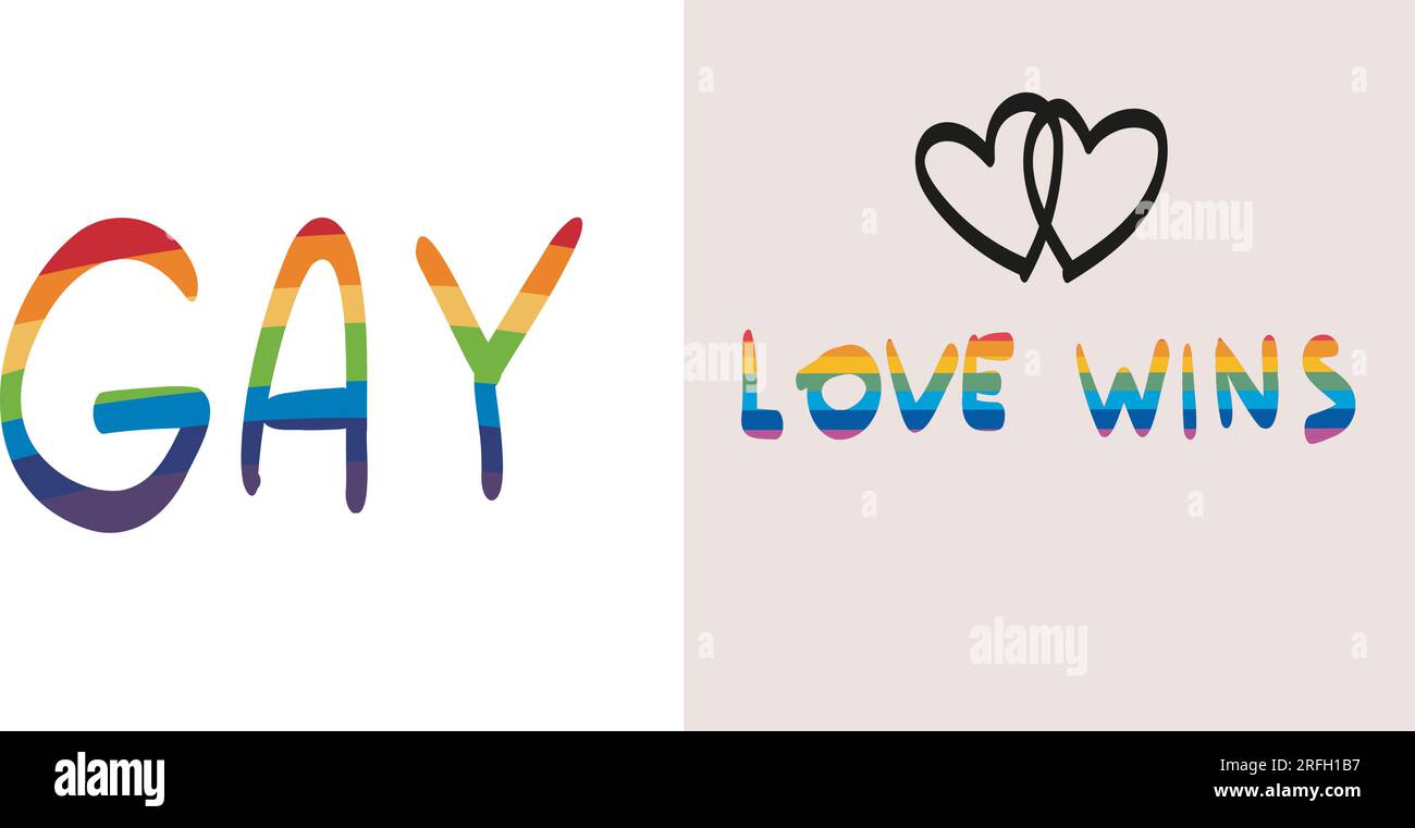 Love wins. Vector illustration of the Pride parade. LGBT community rainbow Stock Vector