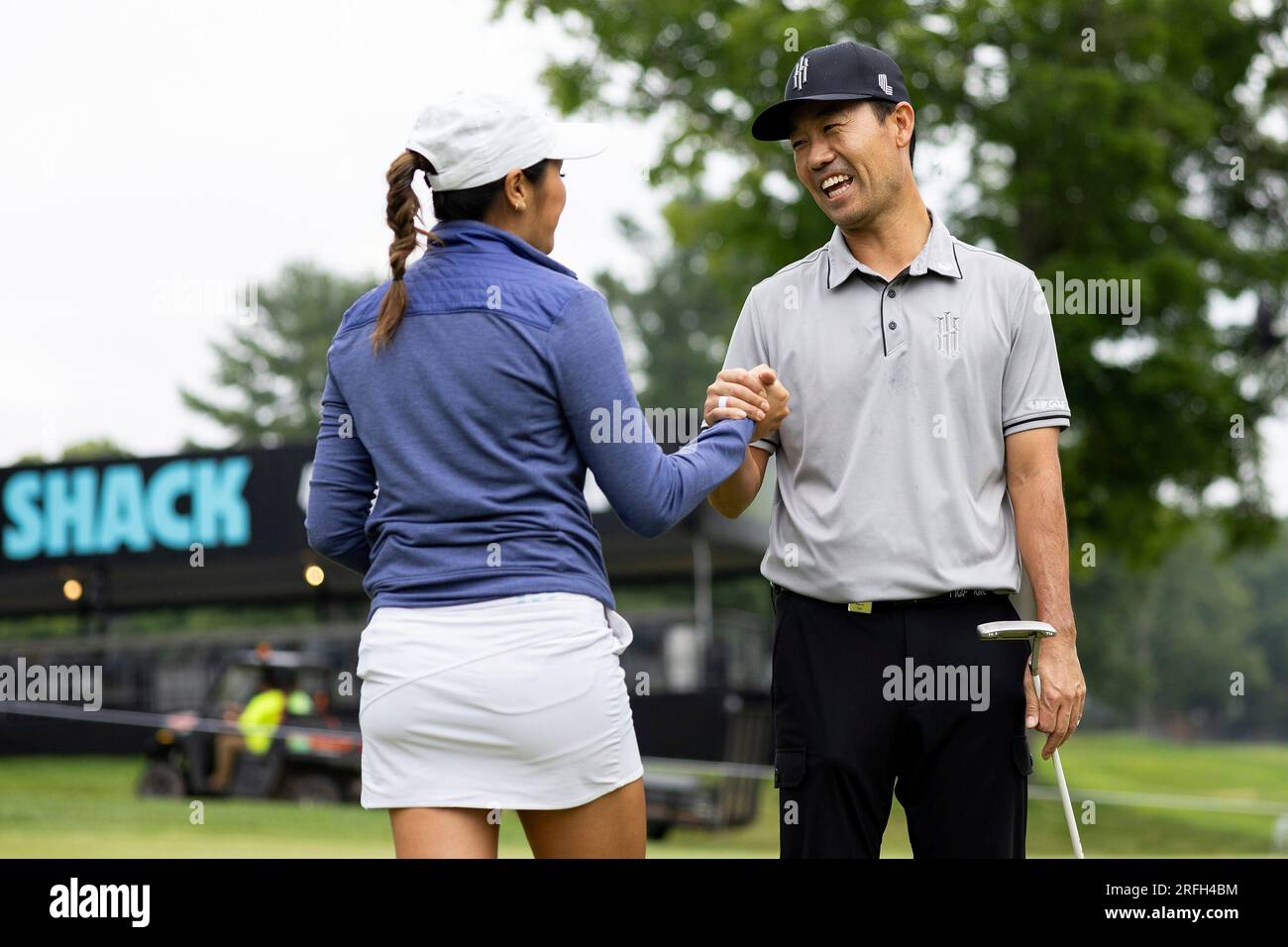 Captain Kevin Na of Iron Heads GC and LIV Golf Broadcast member, Su-Ann