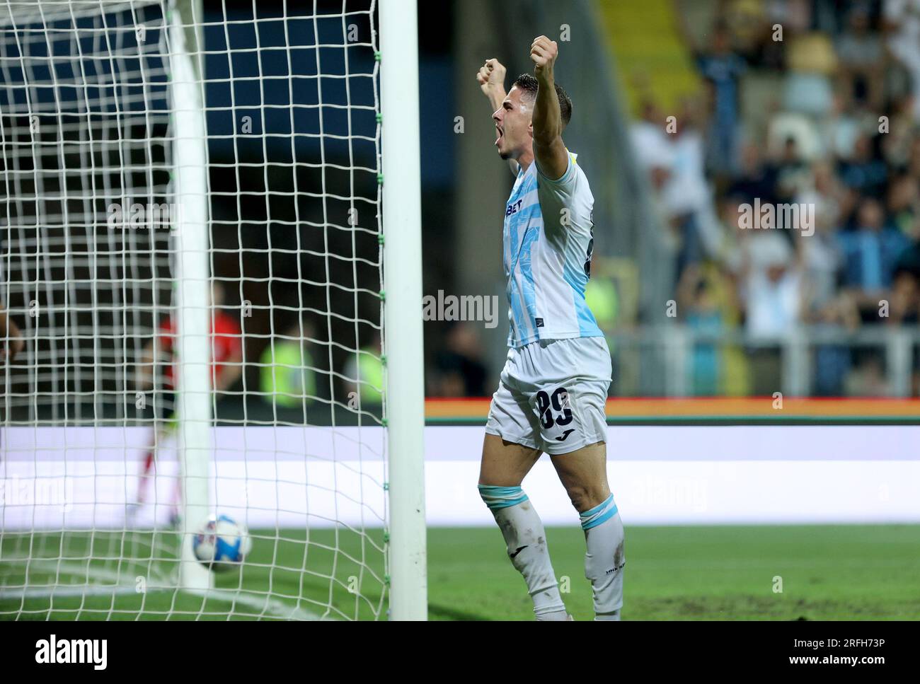 Players of HNK Rijeka celebrate after scoring a goal during the