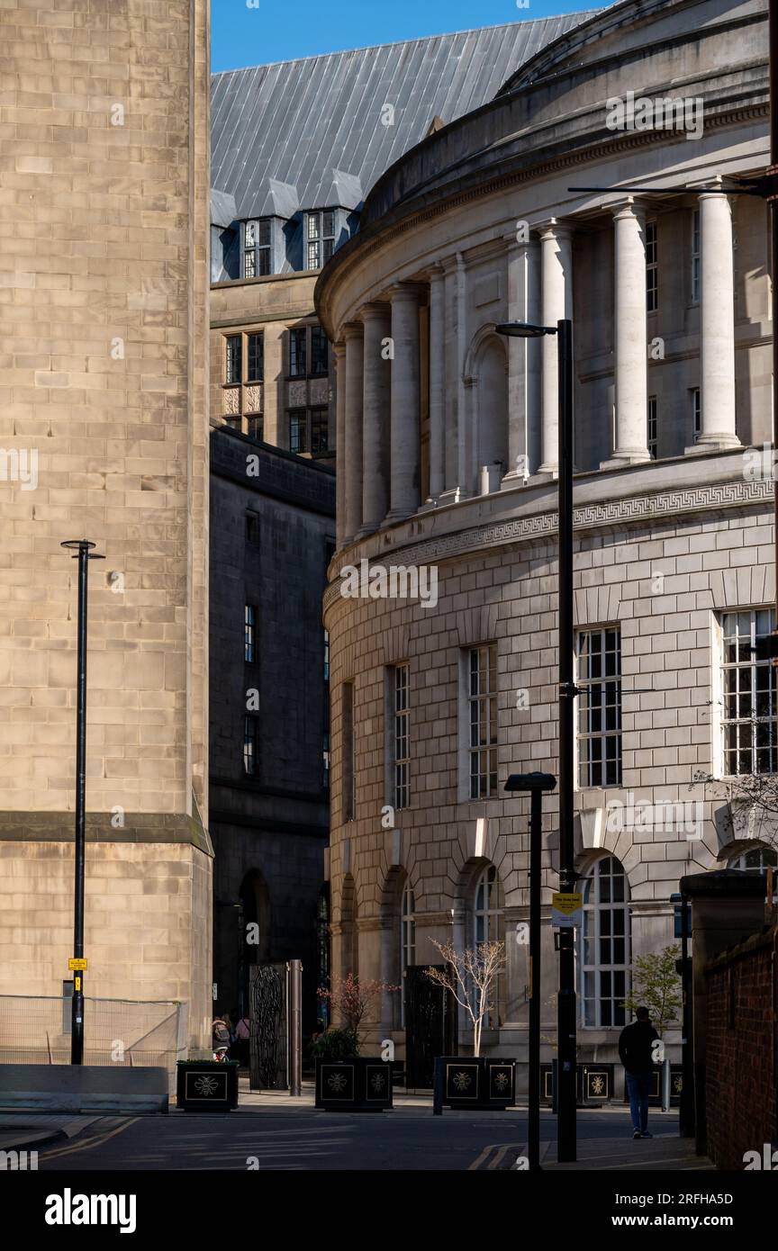 Exterior view of the curved building of the central library of Manchester in UK Stock Photo