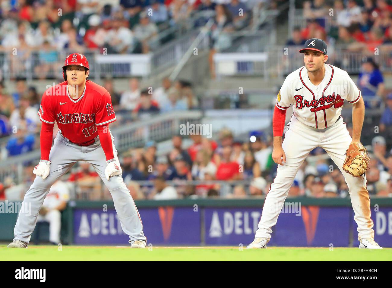 ATLANTA, GA - JULY 31: Braves mascot Blooper fools around with some of the  Brewers players before the Saturday evening MLB game between the Atlanta  Braves and the Milwaukee Brewers on July