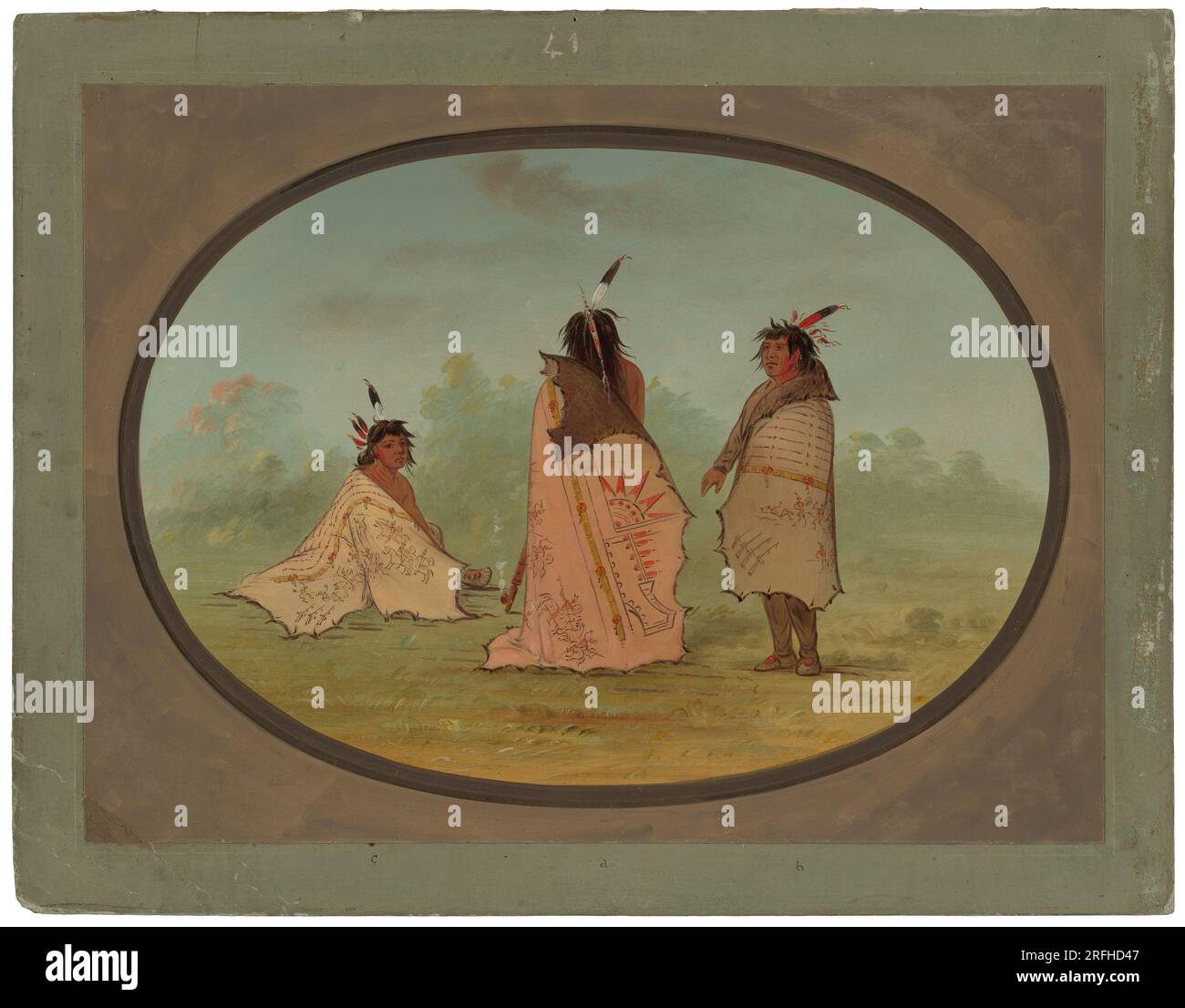 Three Blackfoot Men between 1855 and 1869 by George Catlin Stock Photo