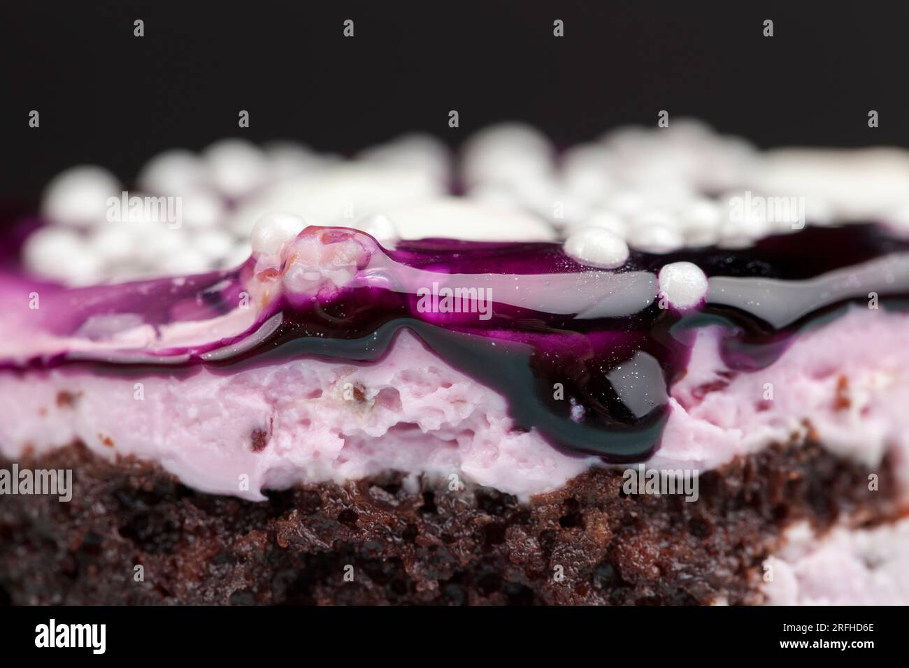 puff pastry made of sponge cake and buttercream cake with blackberry