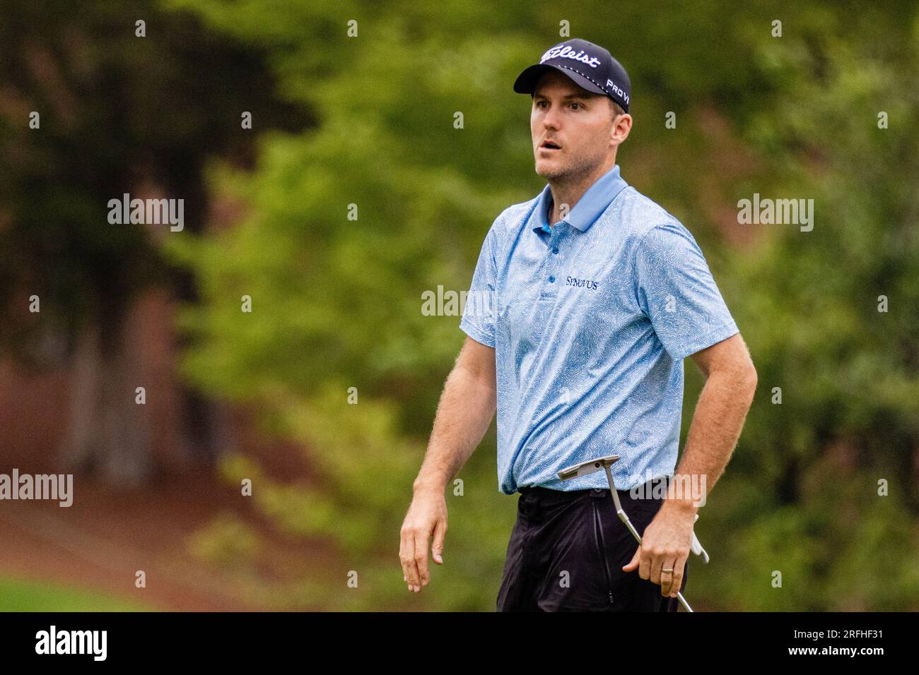 August 3, 2023 Russel Henley on the eighteenth green during the first