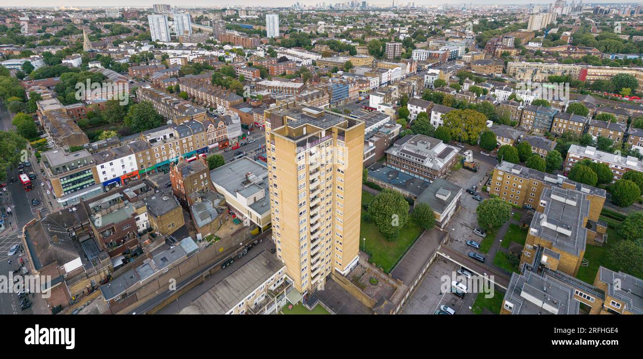 Kilburn Square estate, Brent is made up of a 17-storey tower block built in the late 1960s and four low-rise buildings of 6 or 7 floors Stock Photo