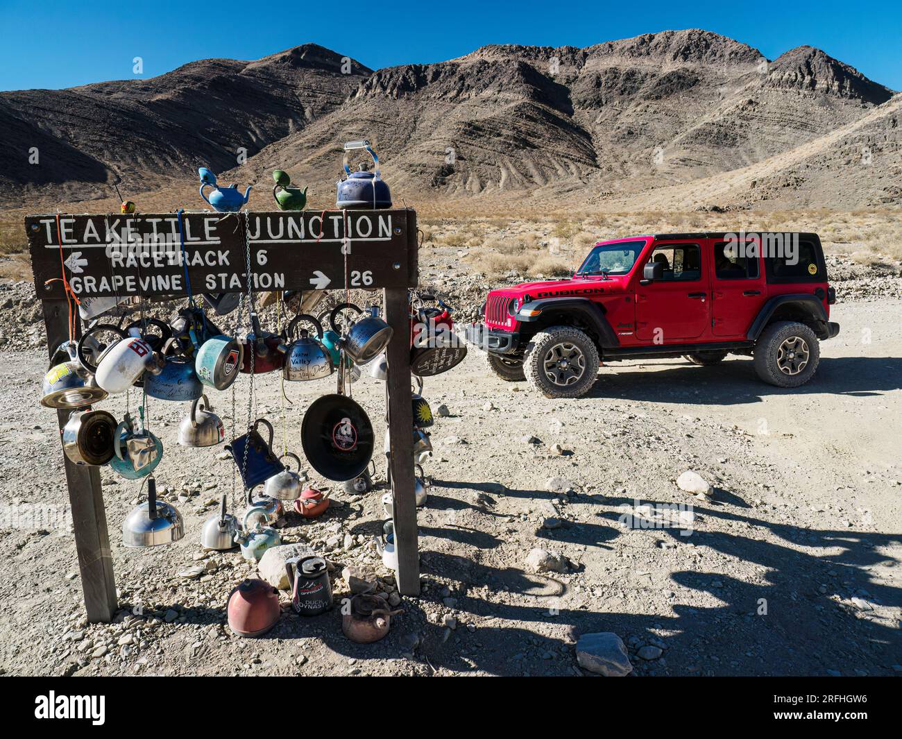 Teakettle Junction, an assortment of donated tea kettles, in Death Valley National Park
