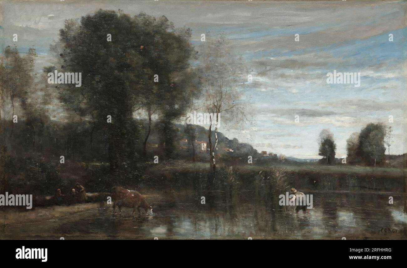 Pond at Villed'Avray 1865 by JeanBaptiste Camille Corot Stock Photo