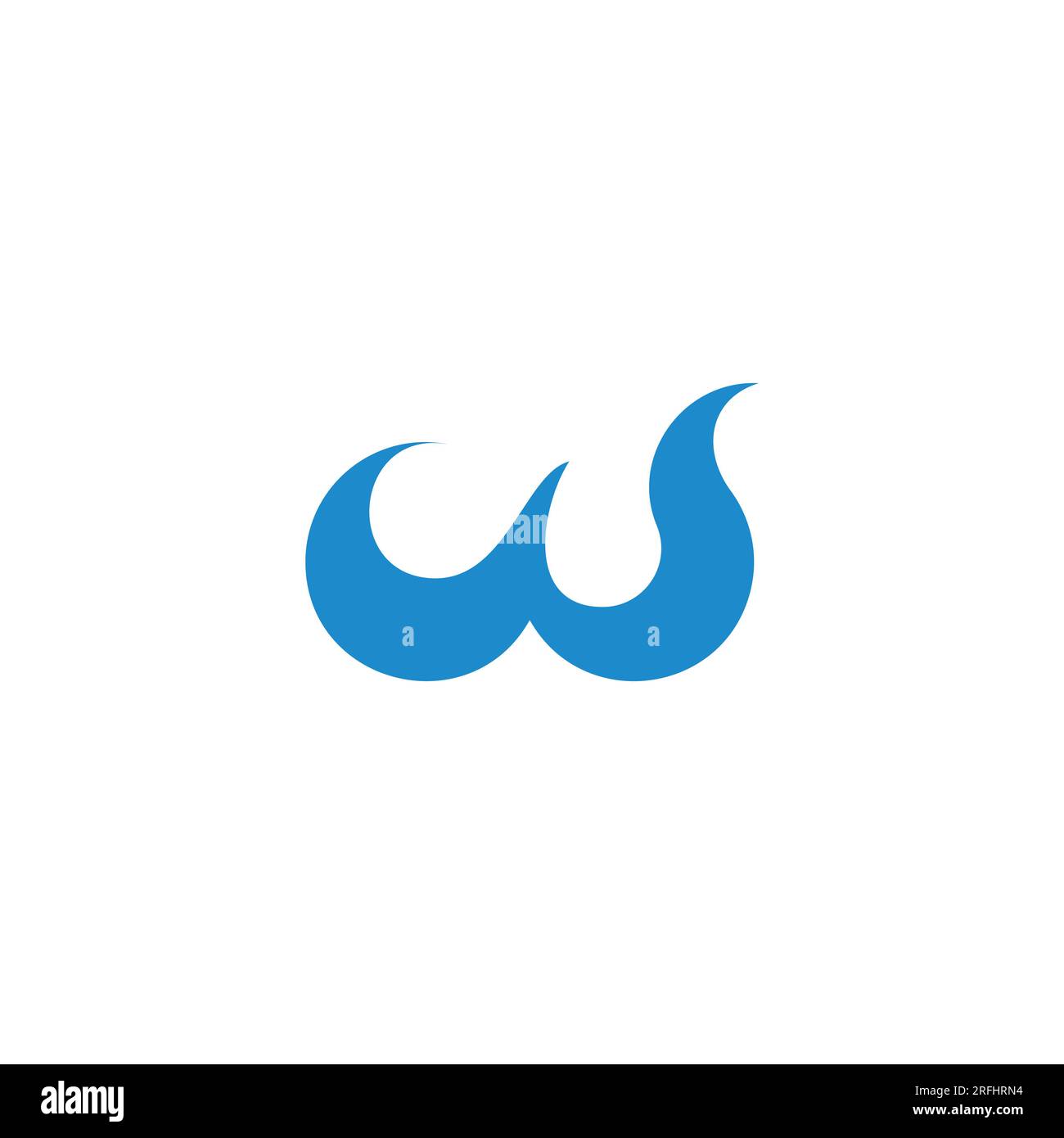 letter w curves blue waves simple logo vector Stock Vector