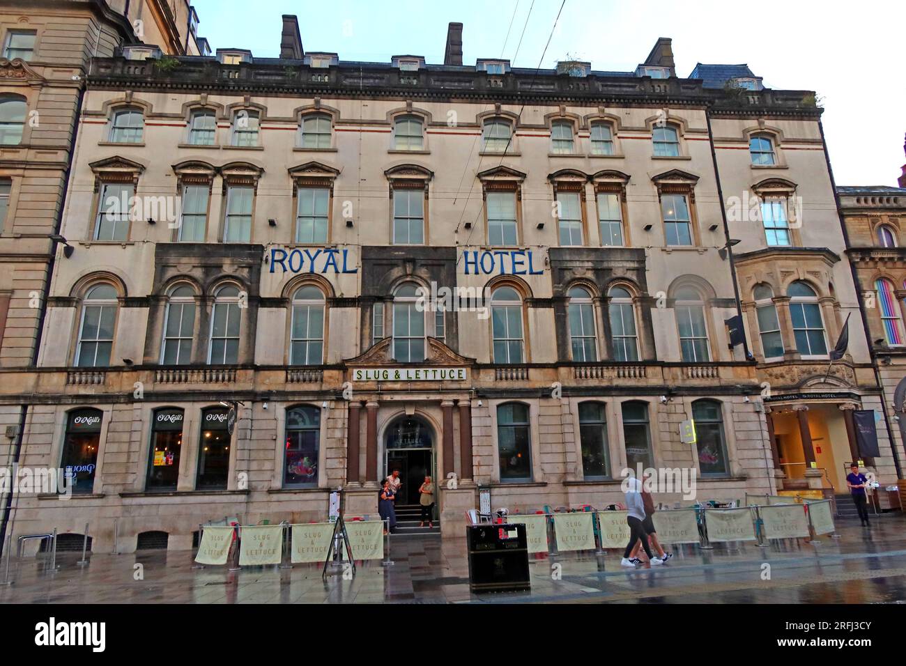 Exterior of the former Royal Hotel building on St Mary Street, now occupied by Slug & Lettuce bar and restaurant, Cardiff city centre, Wales, UK. Stock Photo