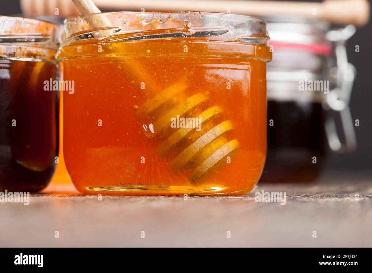 several varieties of flower honey from different varieties of flowers