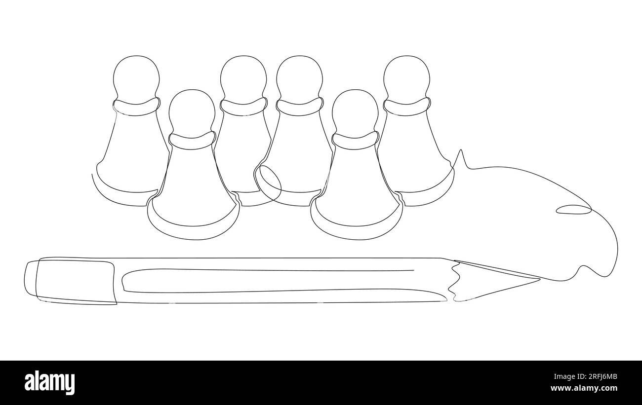 Single continuous line drawing chess pieces silhouette icon set