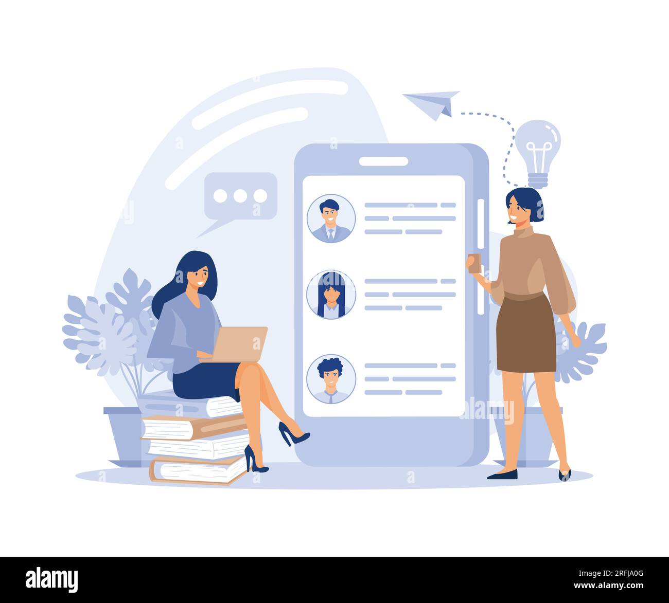 Online Chat on Smartphone. Discussion Student Theme, E-Learning, Getting Diploma. Achive Goal. Remote Access. flat vector modern illustration Stock Vector