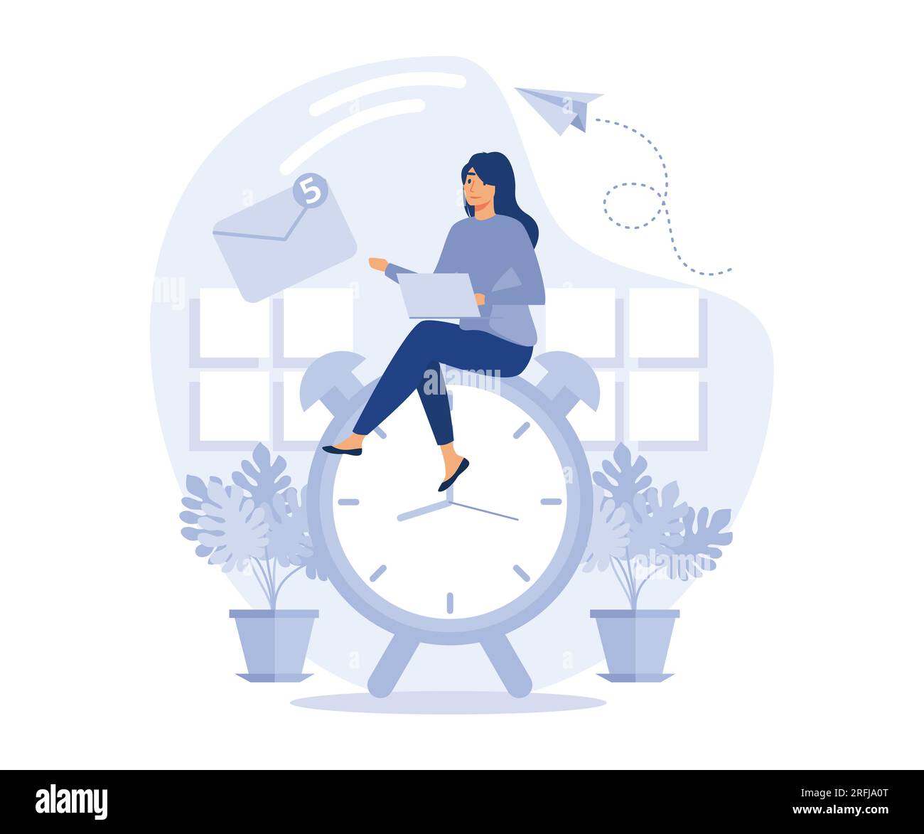 Successful work done on time effective planning for productive work, flat vector modern illustration Stock Vector