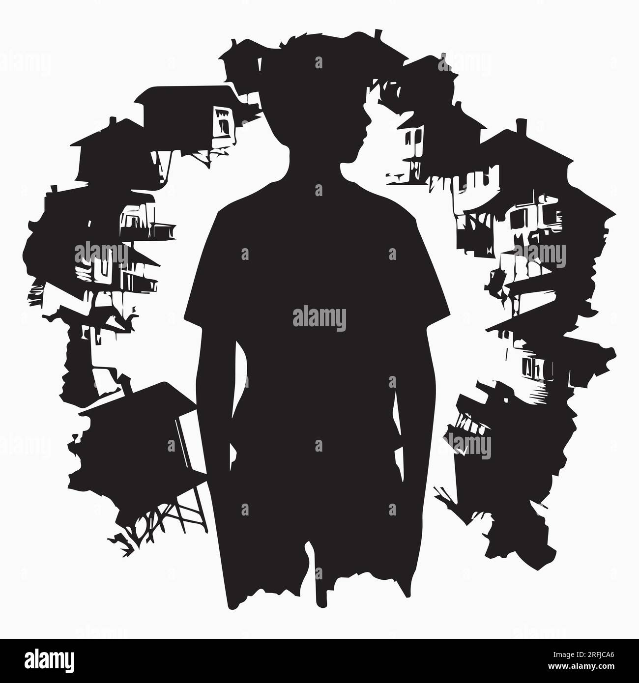 Alone Boy Silhouette Vector Illustration Stock Vector Image And Art Alamy