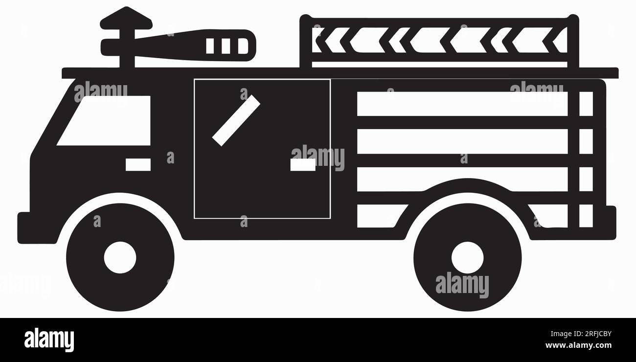 Silhouette Fire Services Car vector illustration Stock Vector