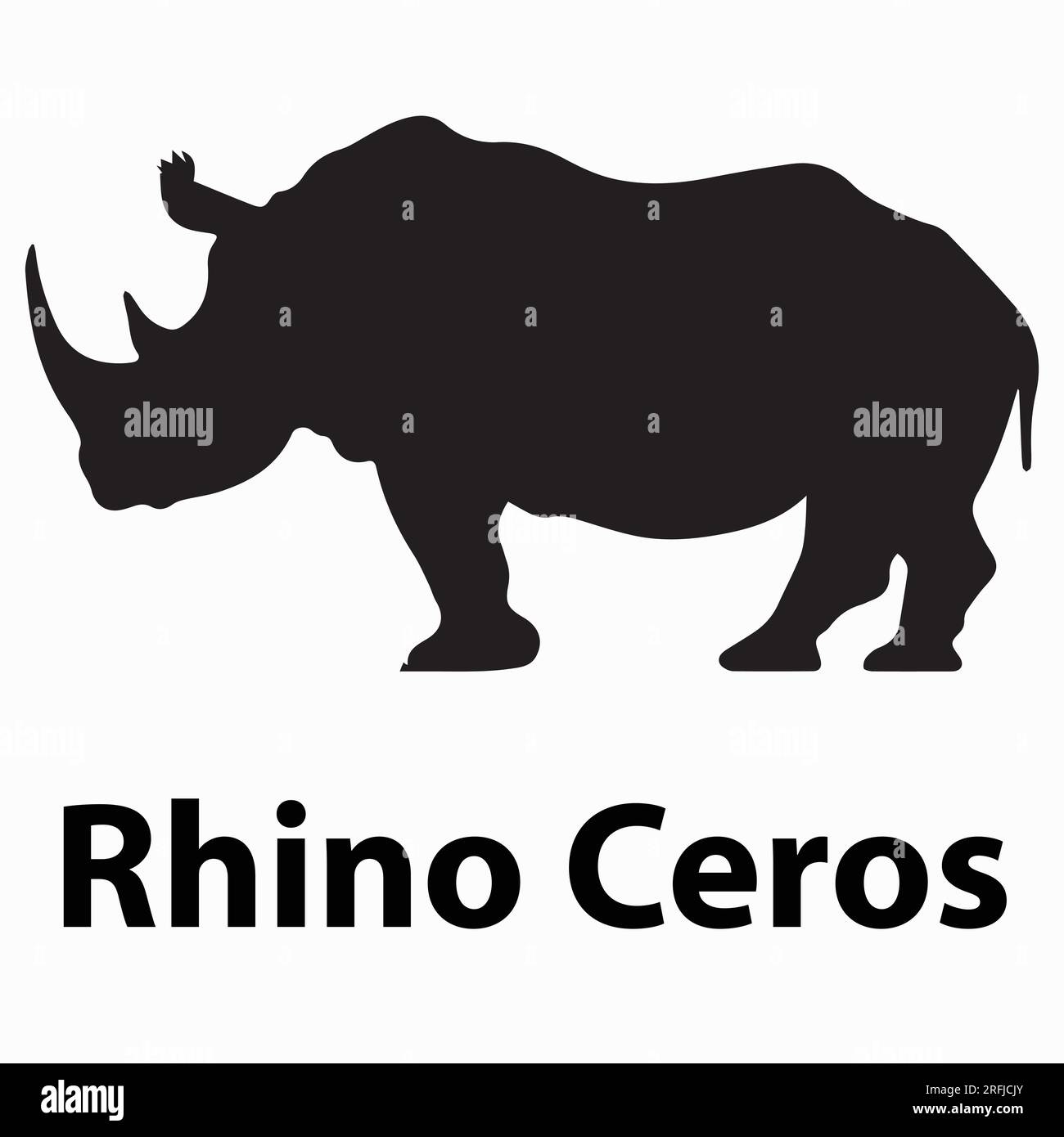 A Black Rhino Ceros Silhouette vector illustration Stock Vector