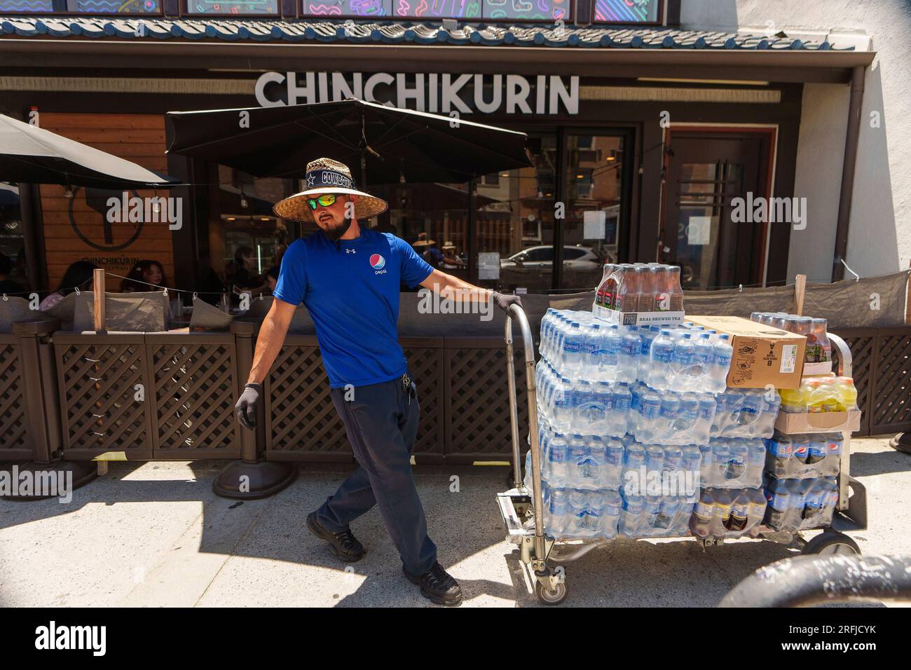 File Driver Jose Viveros delivers beverages in the Little Tokyo