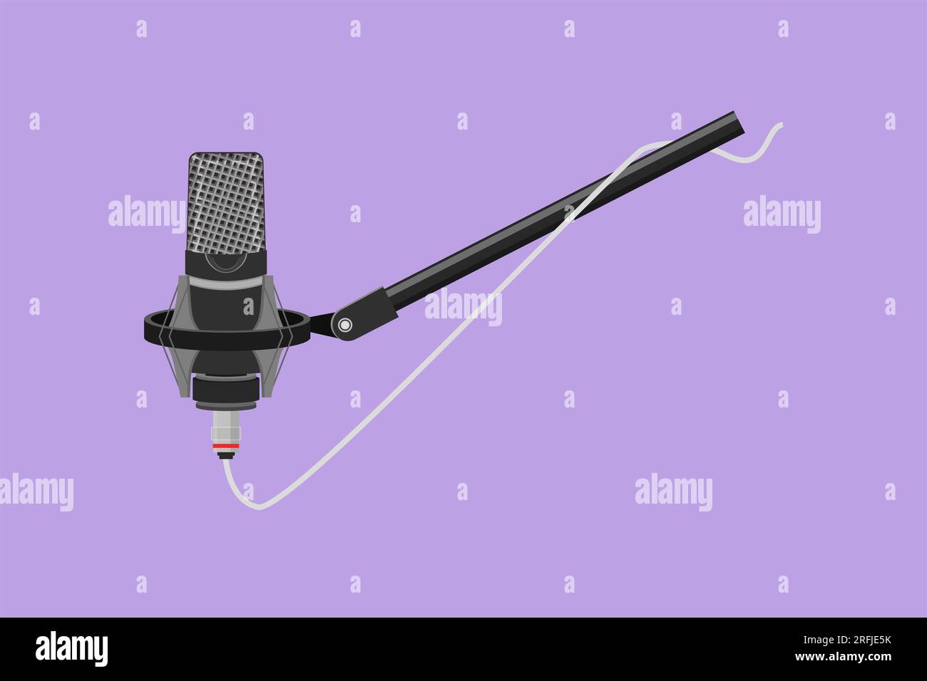 Graphic flat design drawing of modern microphone with clipping path