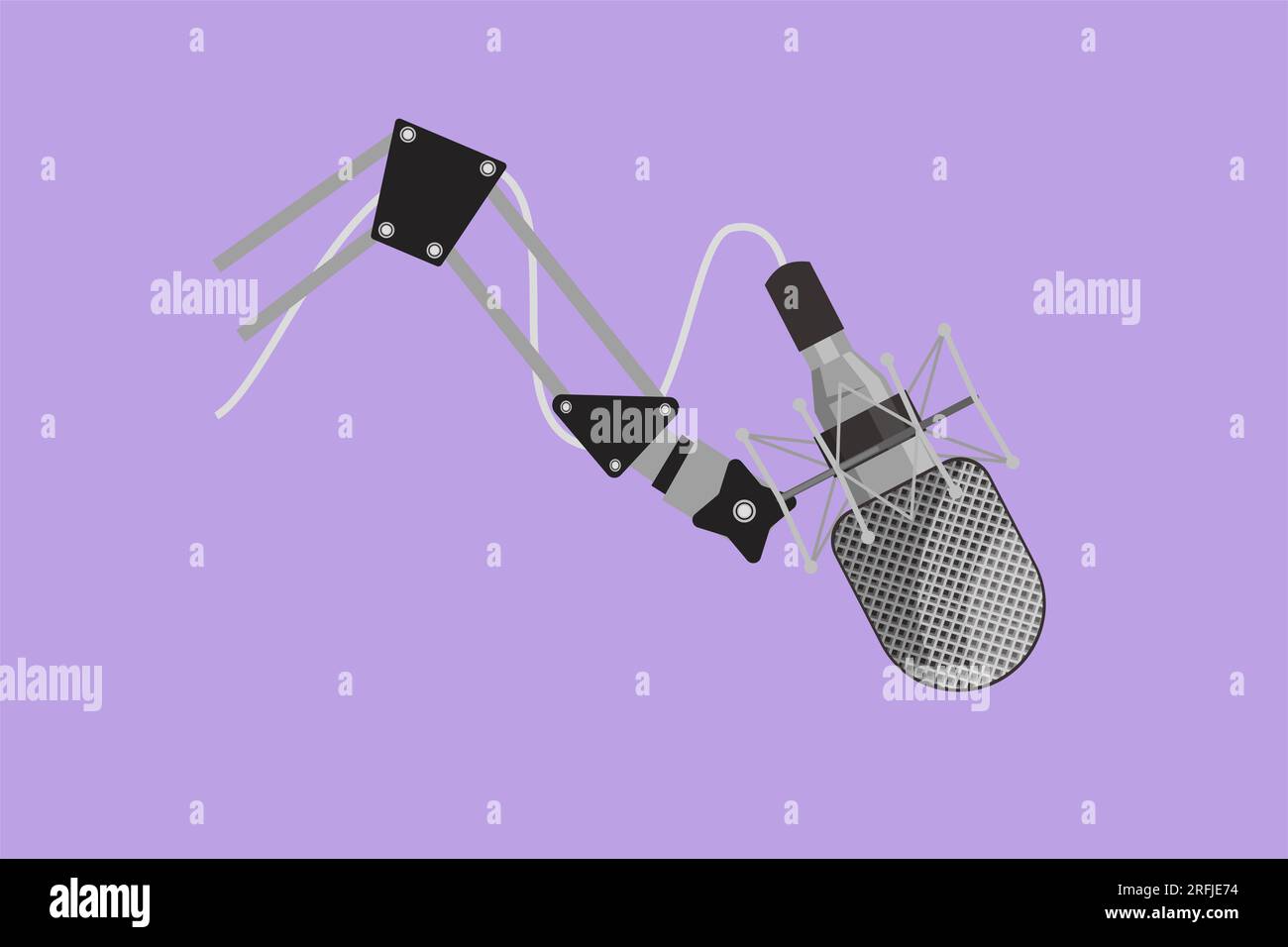 Cartoon flat style drawing studio microphone on mic stand logo, icon