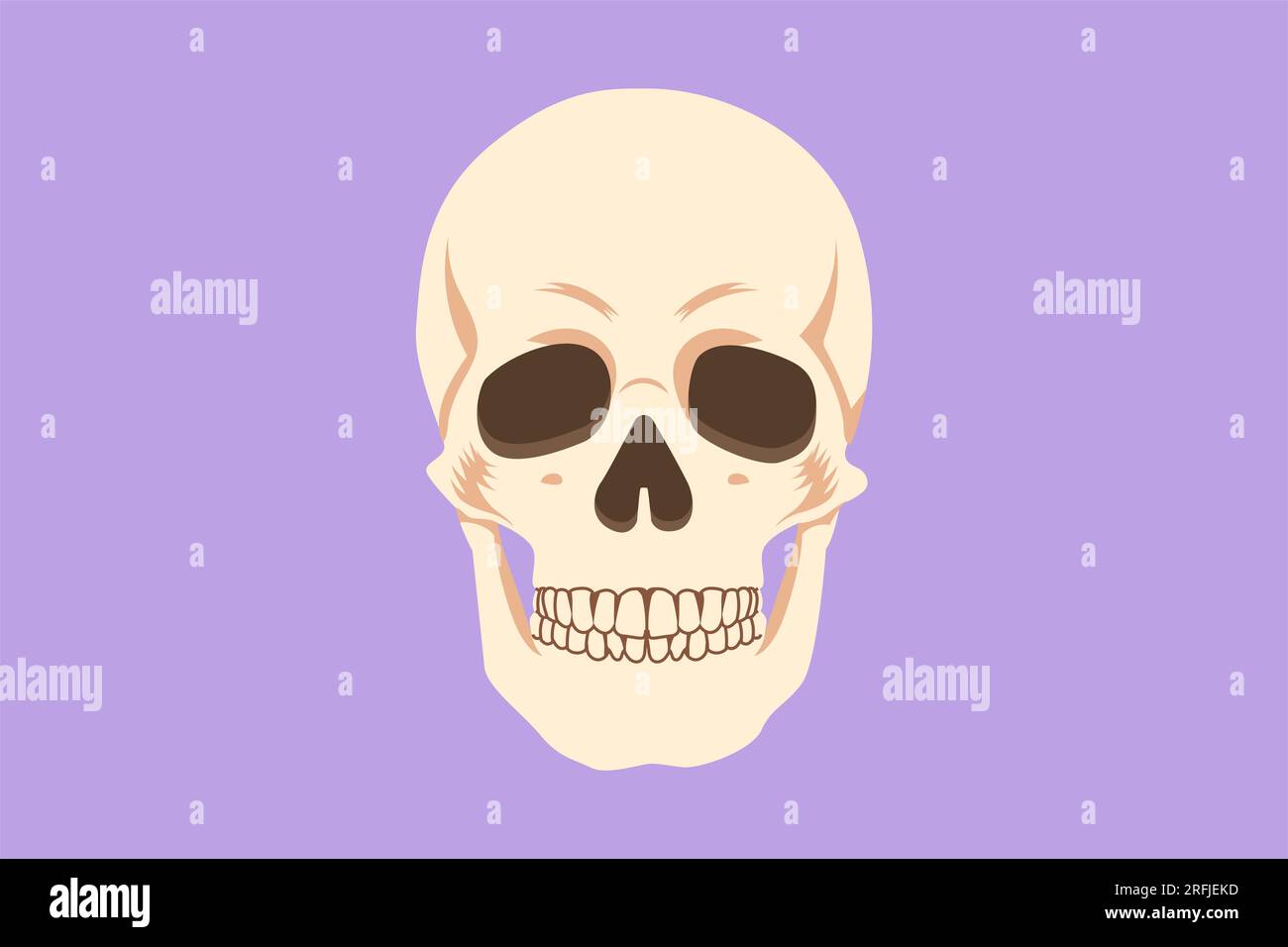 Graphic flat design drawing of head skull logo, icon, label, symbol
