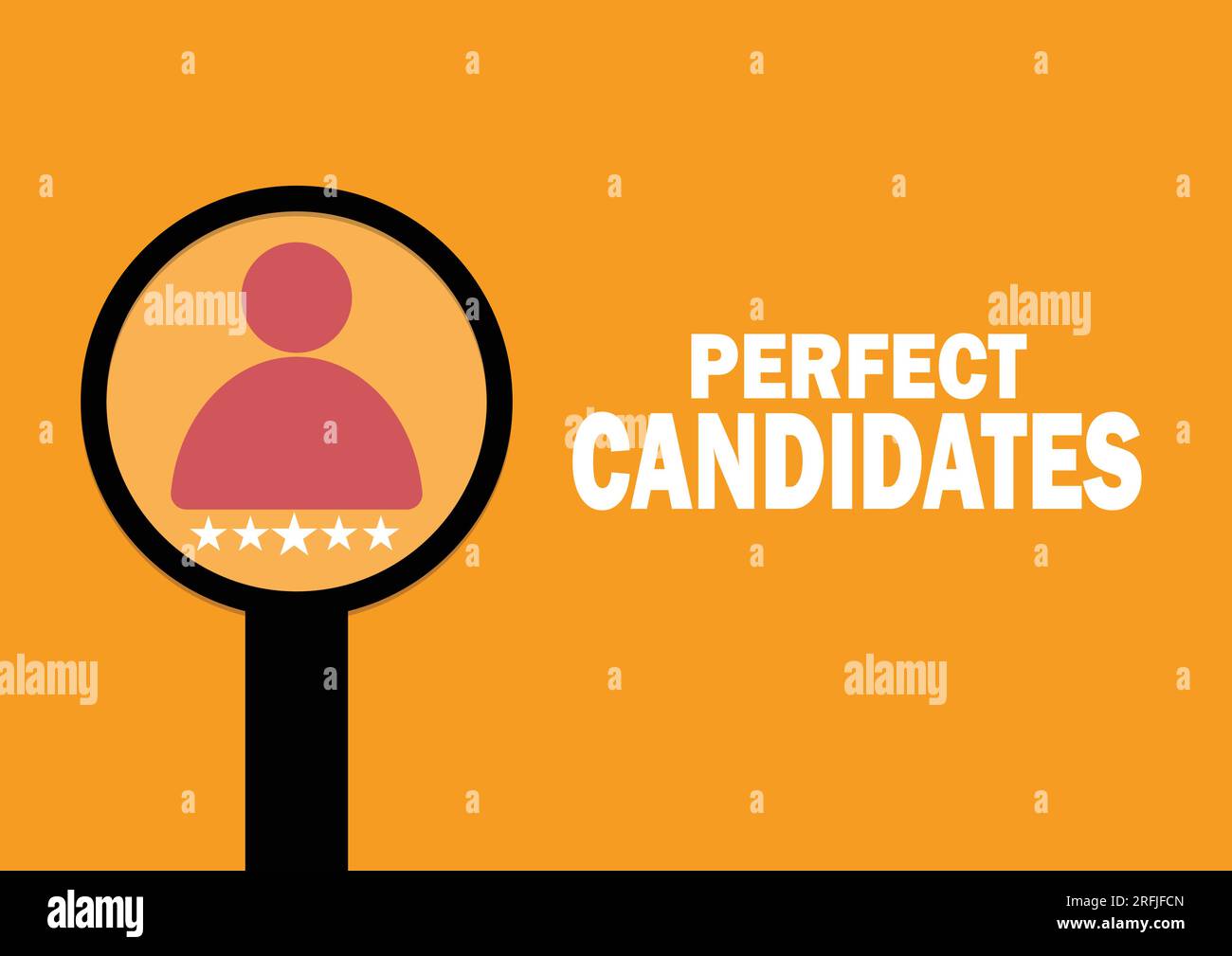 Perfect Candidates - human resources concept with magnifying glass over orange background. Vector illustration Stock Vector