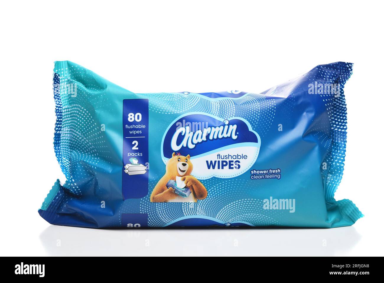 IRVINE, CALIFORNIA - 3 AUG 2023: A package of Charmin Flushable Wipes. Stock Photo