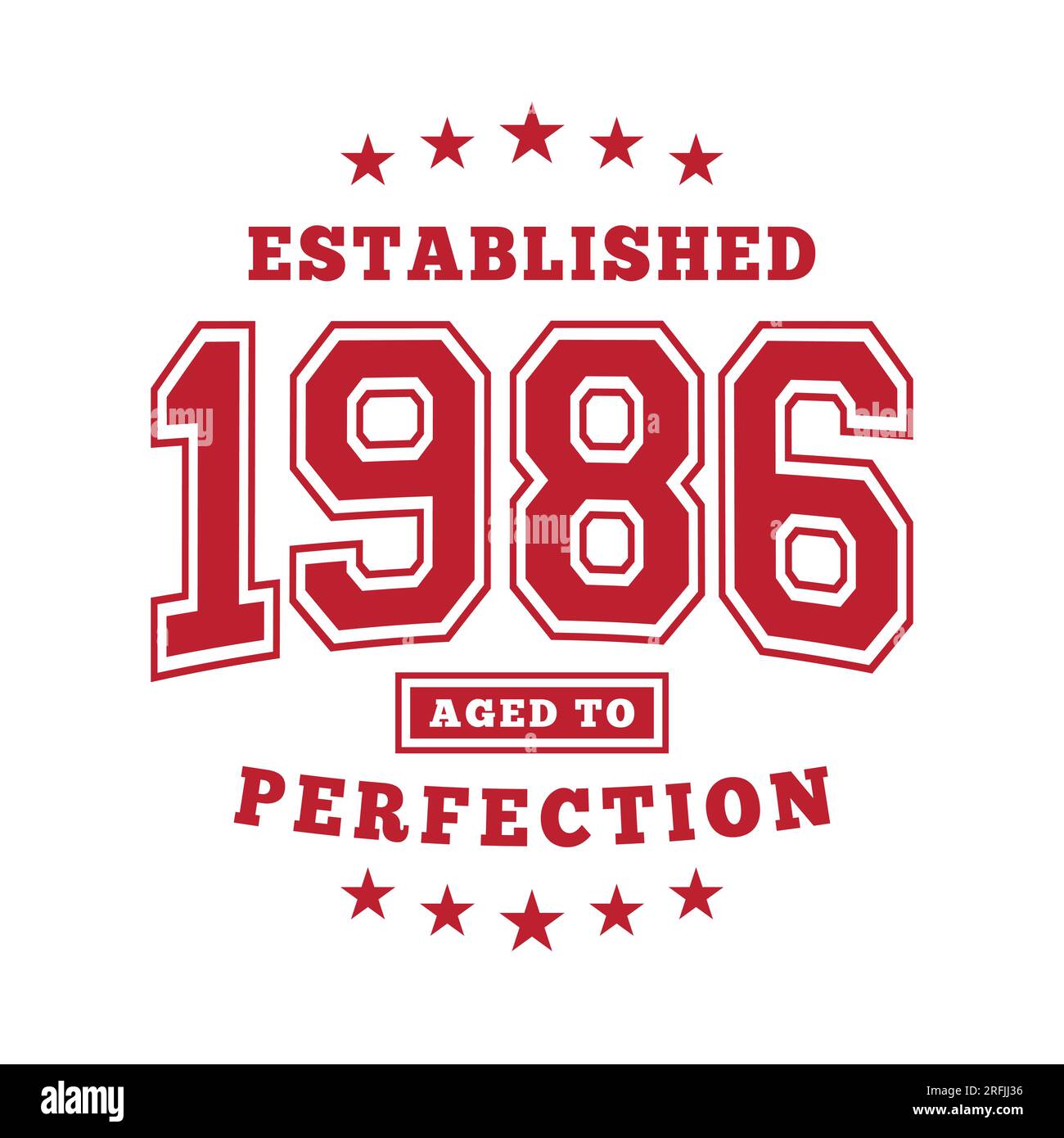Established 1986. Aged to perfection. Authentic T-Shirt Design. Vector and Illustration. Stock Vector