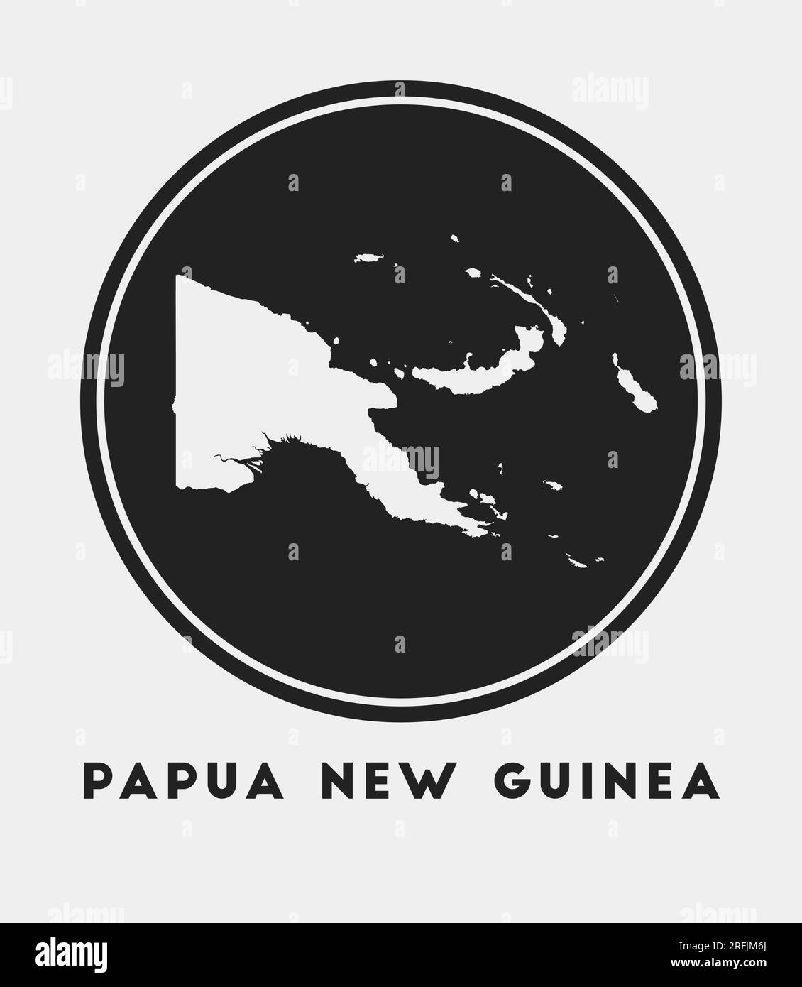 Papua New Guinea icon. Round logo with country map and title. Stylish