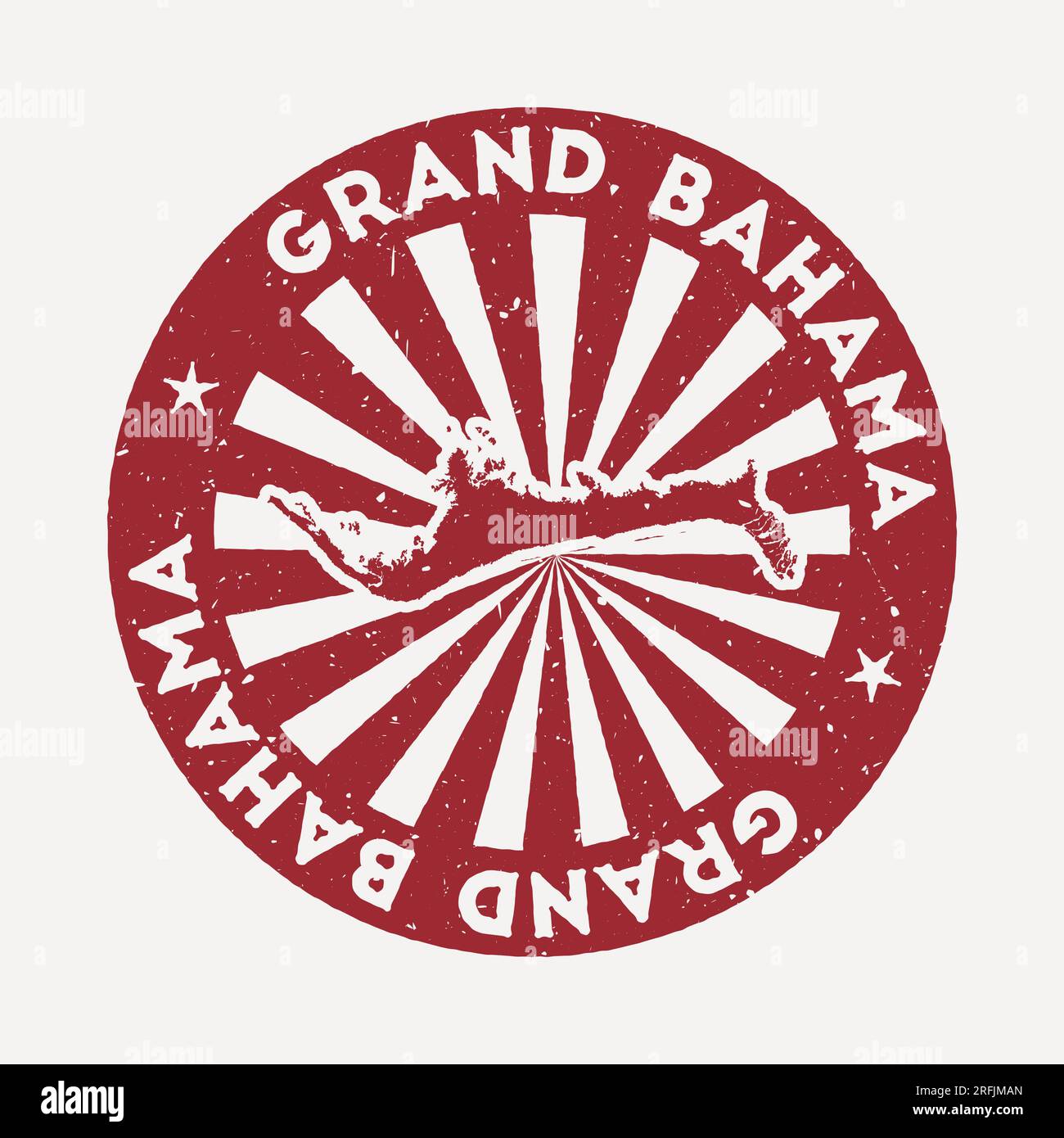 Grand Bahama stamp. Travel red rubber stamp with the map of island