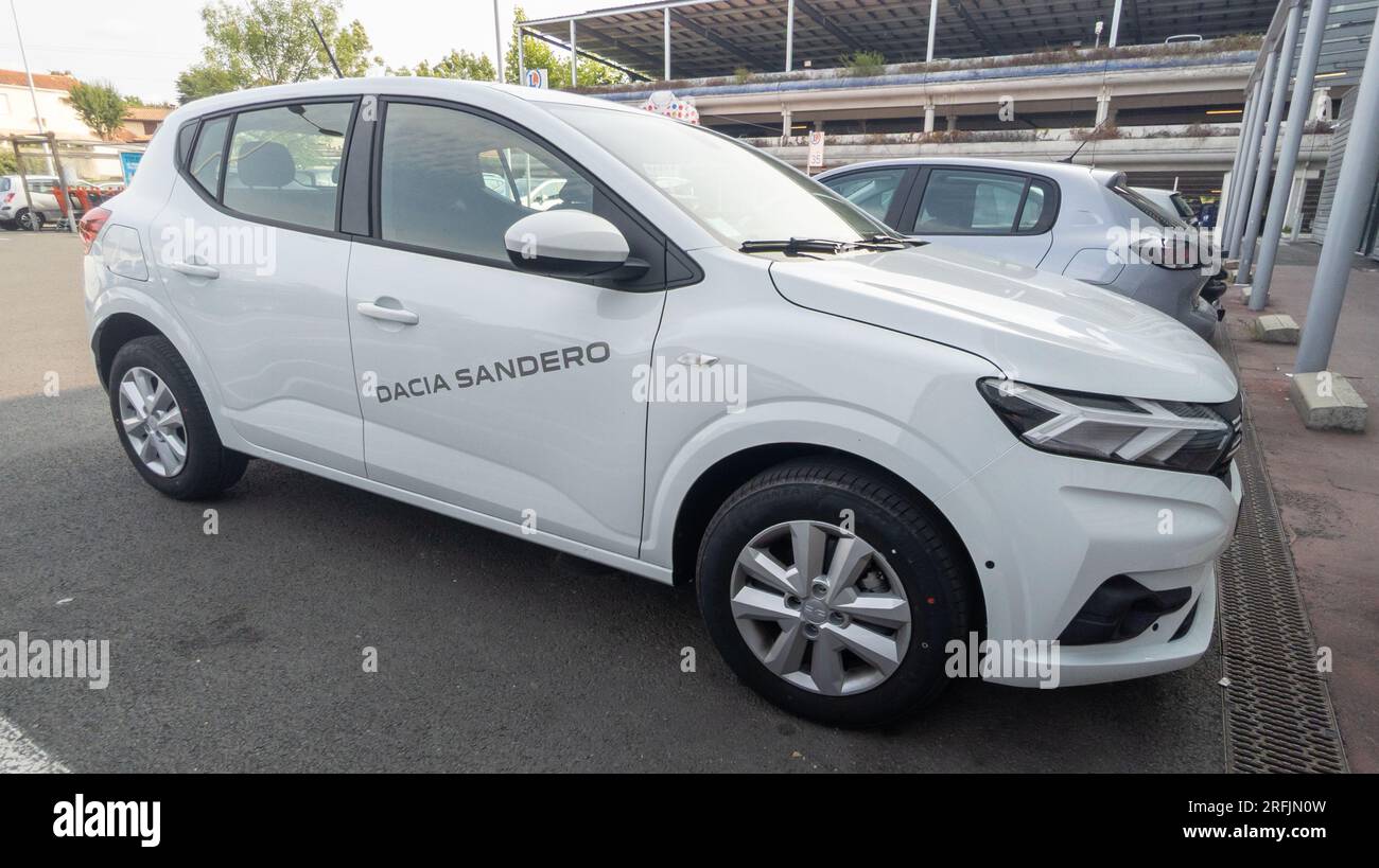 Bordeaux , France -  08 01 2023 : Dacia sandero car with brand text and sign logo on side model Stock Photo