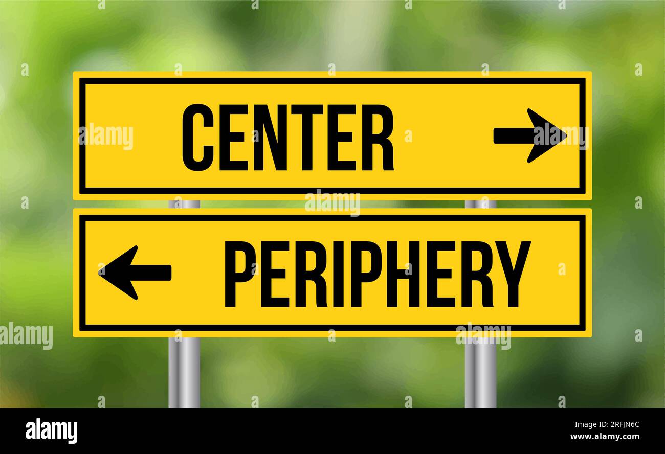 Center or periphery road sign on blur background Stock Photo