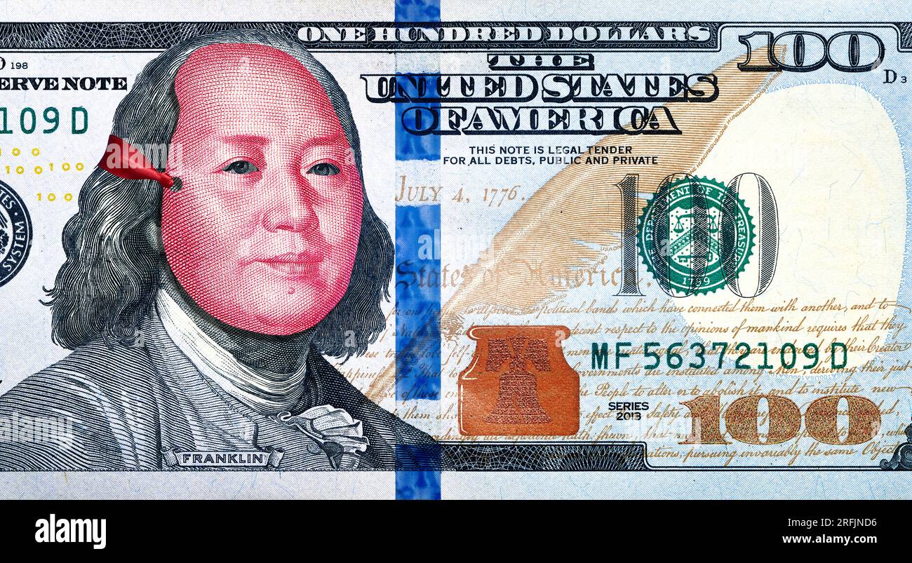 US Dollar and Yuan currency banknotes. USD vs RMB economical war concept Stock Photo