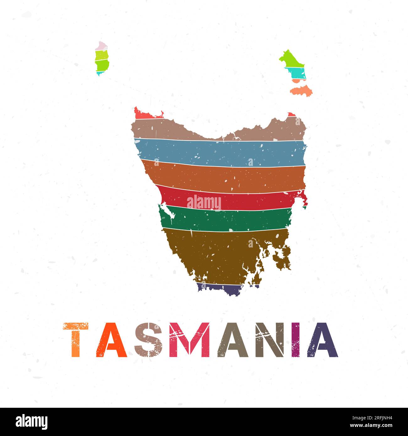 Tasmania map design. Shape of the island with beautiful geometric waves and grunge texture. Classy vector illustration. Stock Vector