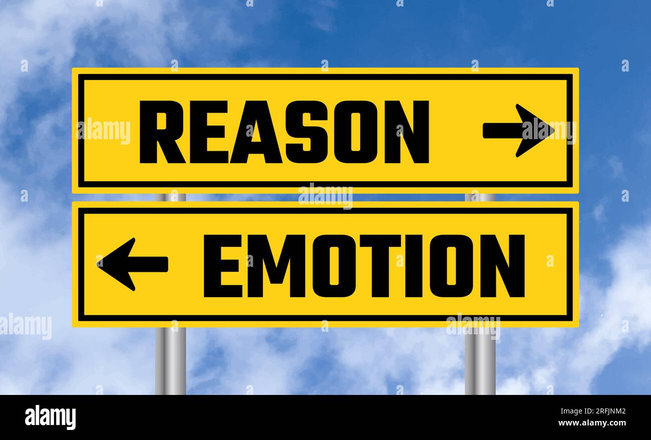 Reason One Sign Reason or emotion road sign on blue sky background Stock Photo - Alamy