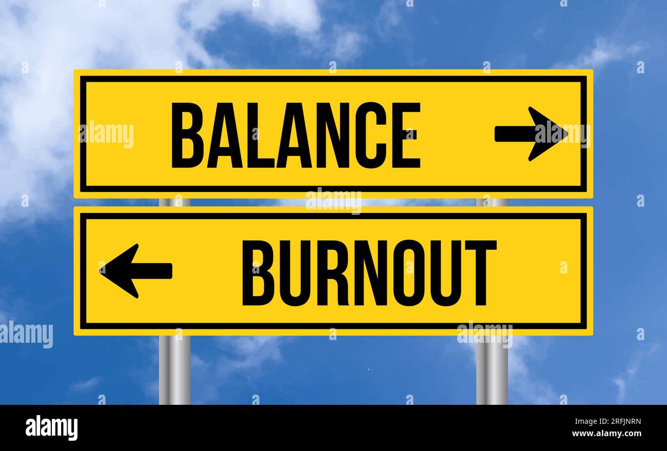 Balance or burnout road sign on cloudy sky background Stock Photo - Alamy