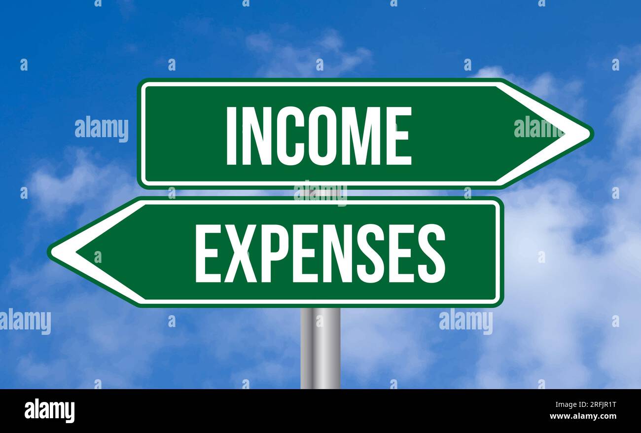 Earn Income Sign Income or expenses road sign on sky background Stock Photo - Alamy