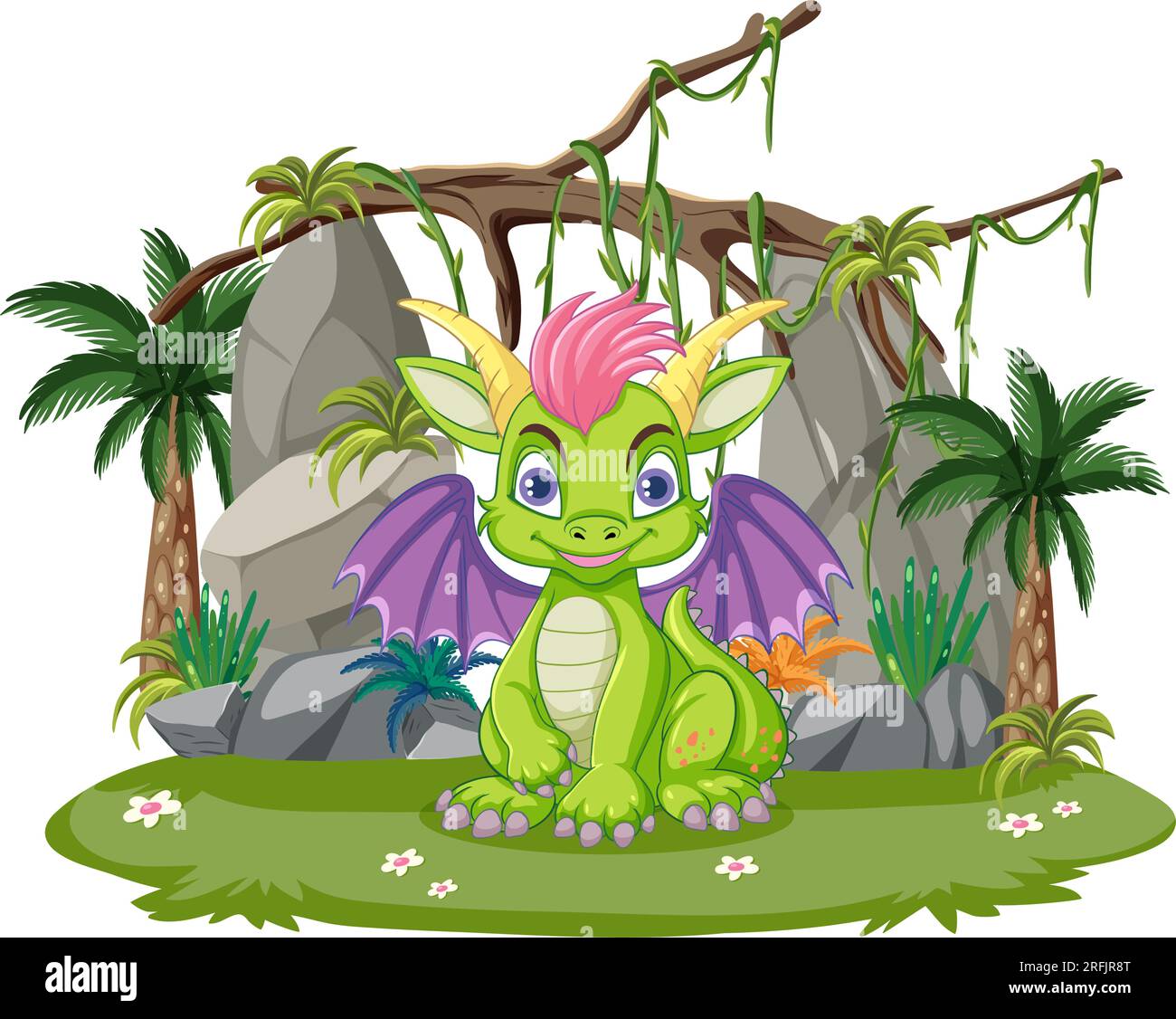 Cute Dragon in the Forest illustration Stock Vector Image & Art - Alamy