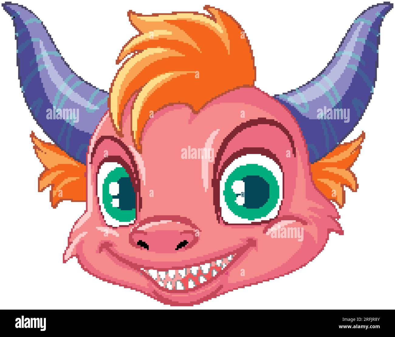 Fantasy Dragon Head on White Background illustration Stock Vector