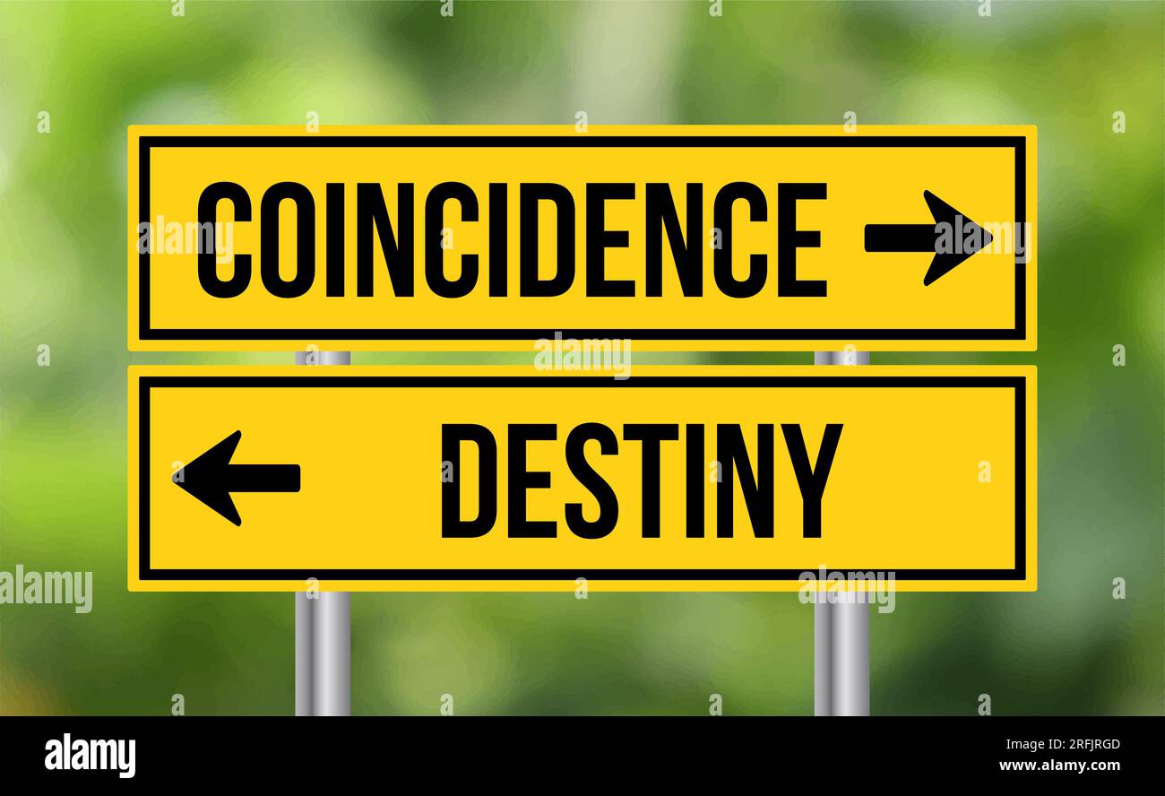 Coincidence or destiny road sign on blur background Stock Photo - Alamy