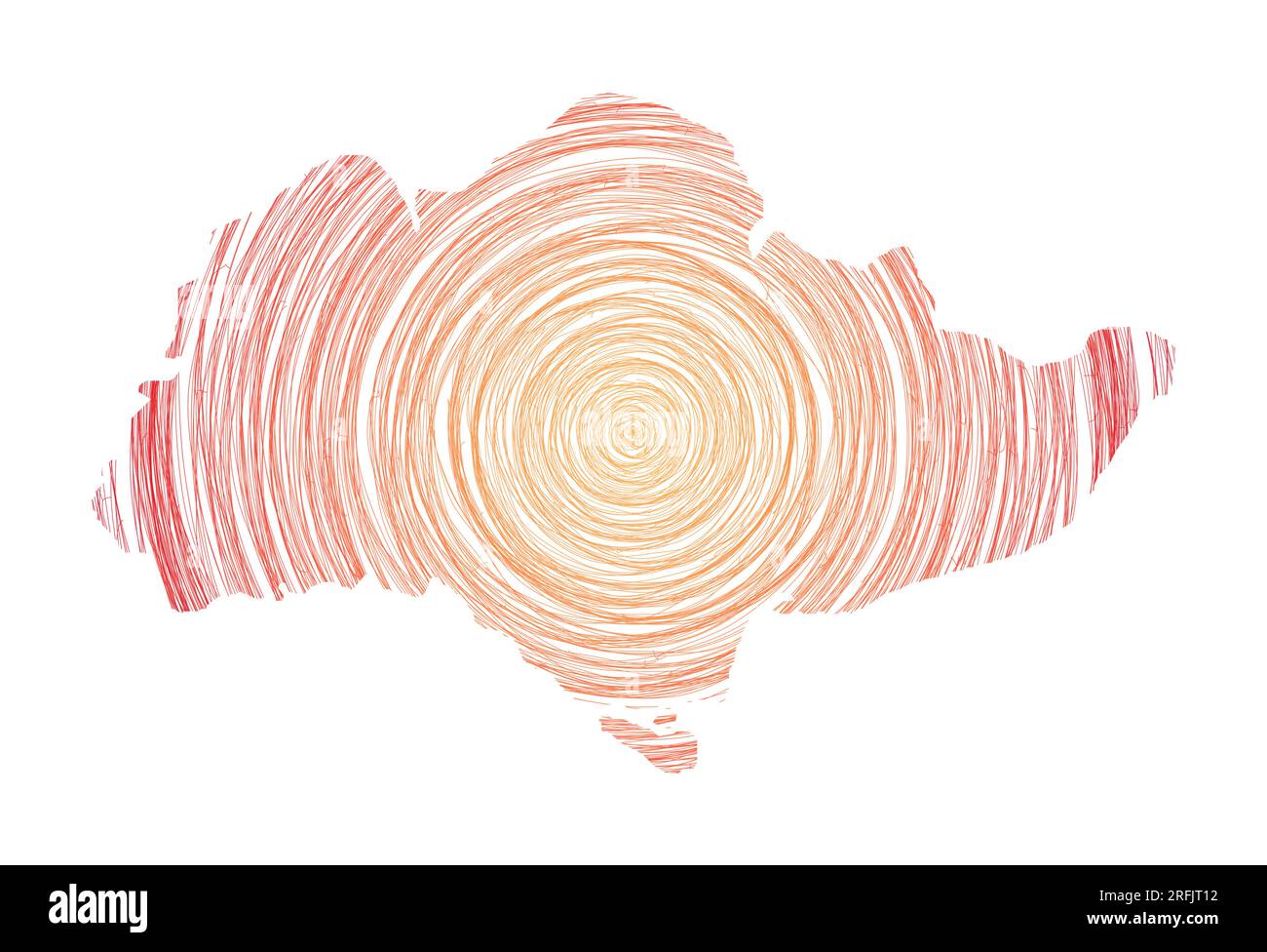 Sentosa map filled with concentric circles. Sketch style circles in ...