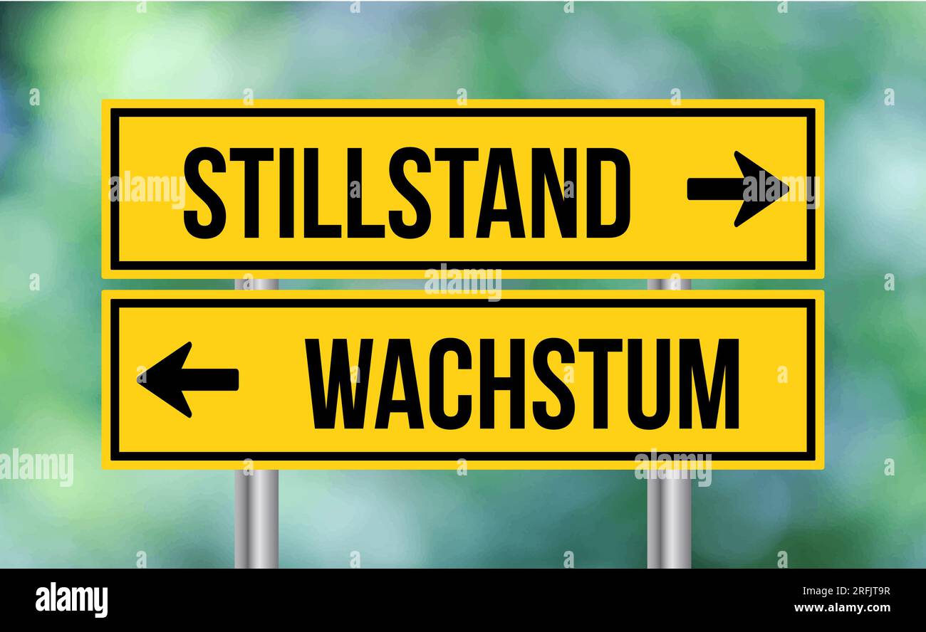 Stillstand or wachstum road sign on blur background Stock Photo