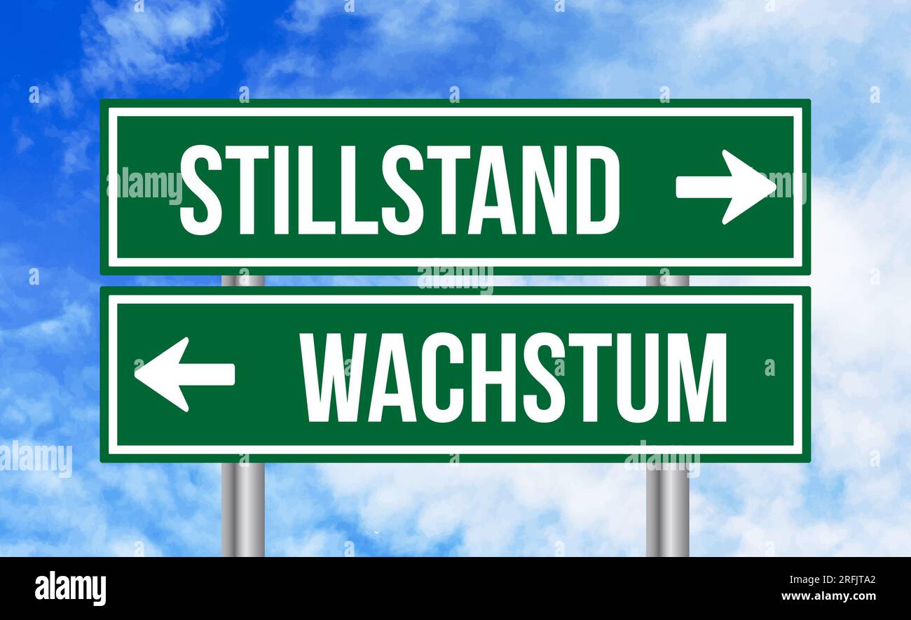 Stillstand or wachstum road sign on sky background Stock Photo