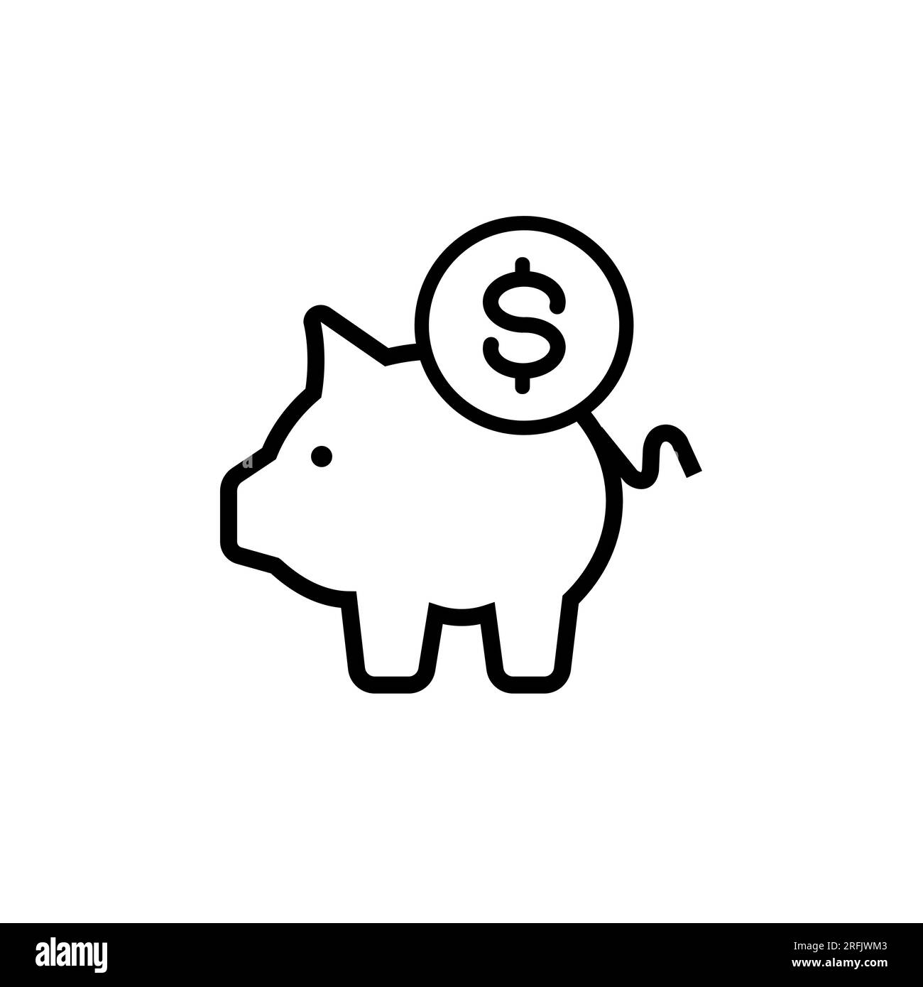 Piggy bank, dollar coin Business icon. Piggy bank savings account icon vector graphic illustration Stock Vector