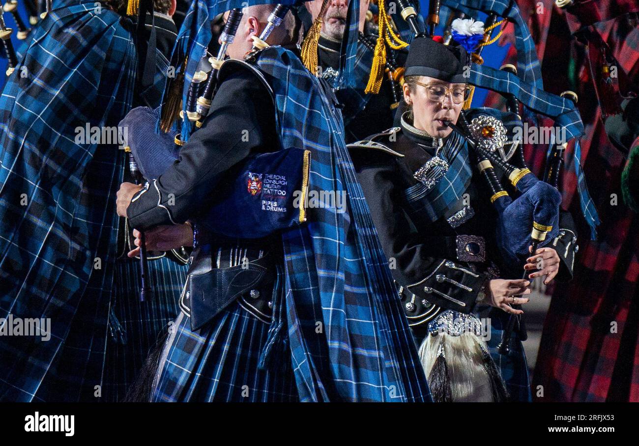 The Massed Pipes and Drums perform on the Esplanade of Edinburgh Castle
