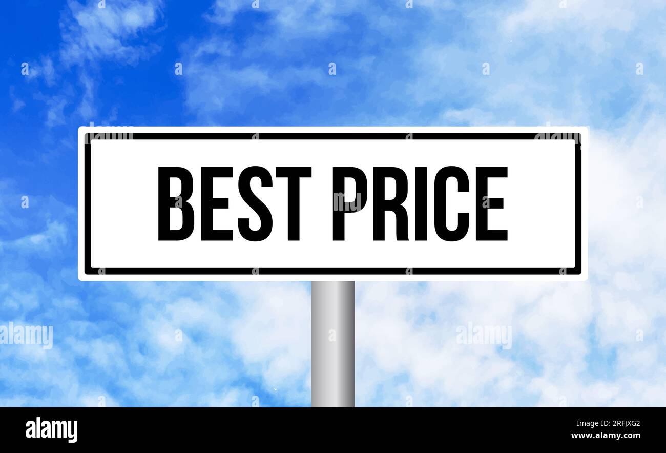 Best price road sign on sky background Stock Photo - Alamy