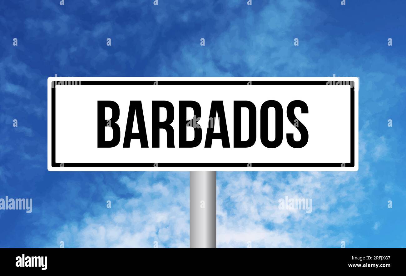 Barbados road sign on cloudy sky background Stock Photo Alamy