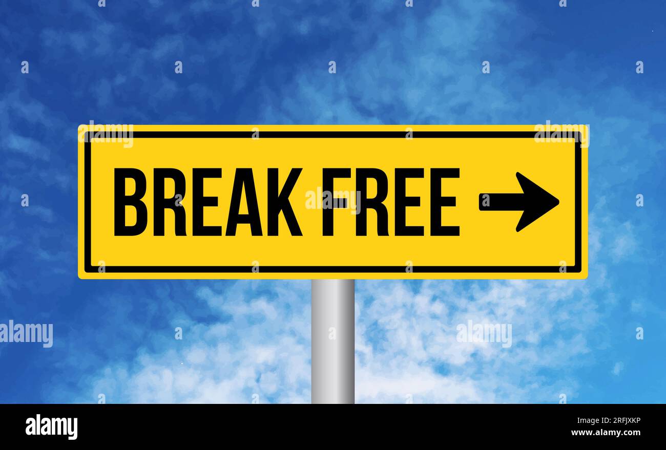 Break free road sign on sky background Stock Photo