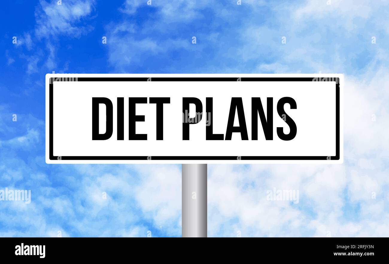 Diet plans road sign on blue sky background Stock Photo - Alamy