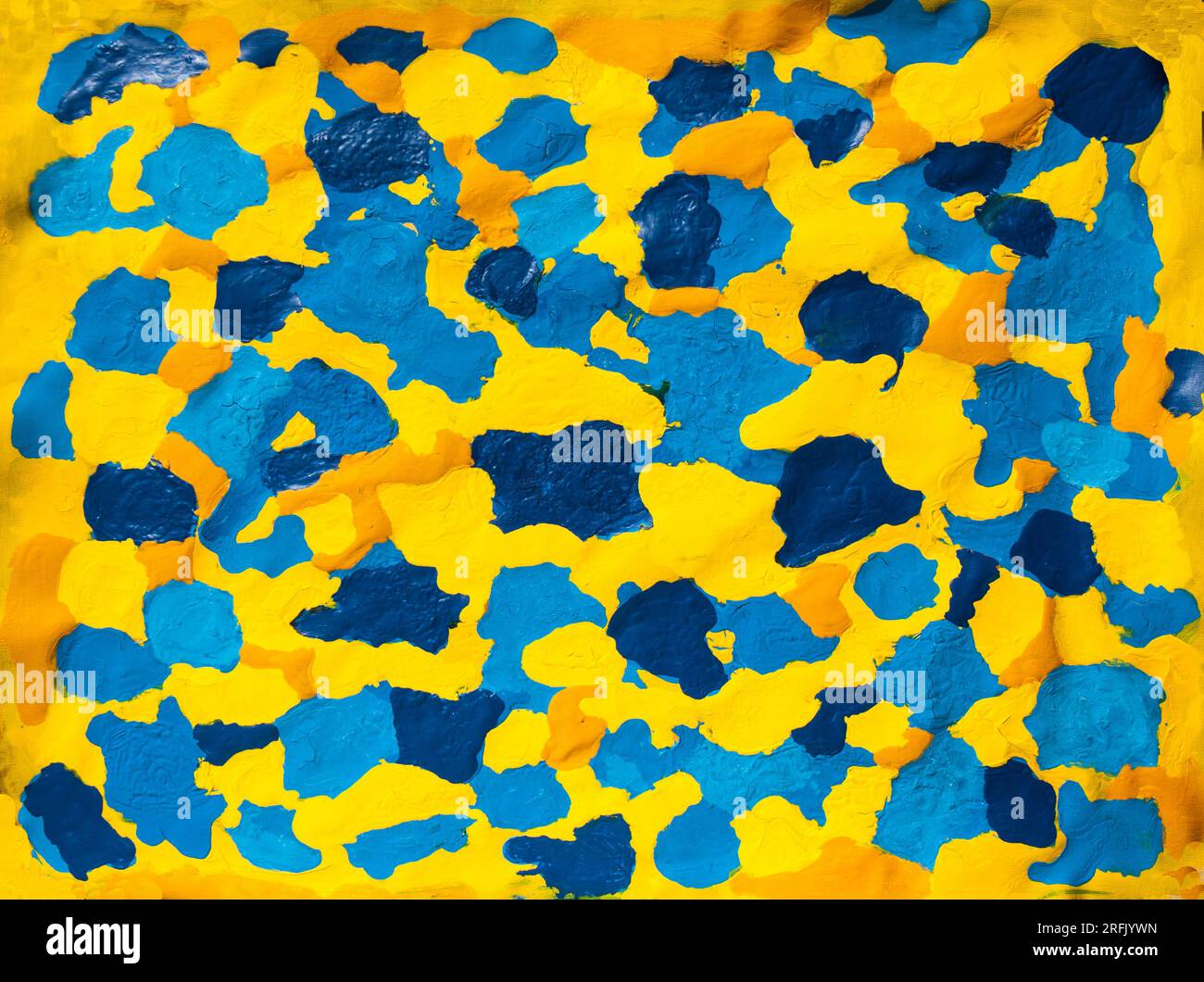 Abstract blue and yellow 2 acrylic painting Stock Photo - Alamy